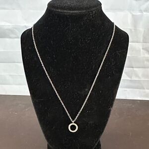 Elegant Silver Tone Necklace with Faux Crystal Pendant